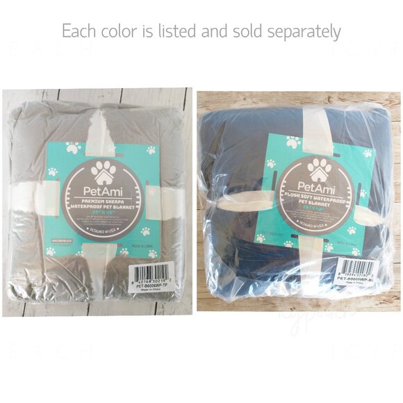 PetAmi Waterproof Pet Blanket 29”x40” Small Med Taupe Premium Sherpa Reversible - Picture 6 of 7